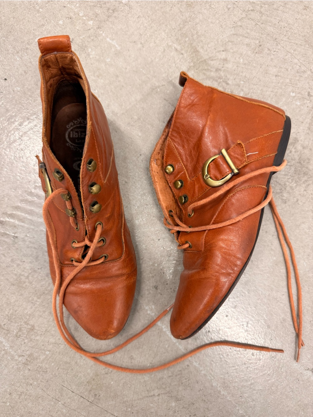 Jeffrey Campbell Russet Lace-Up Leather Ankle Pointy Boots Booties